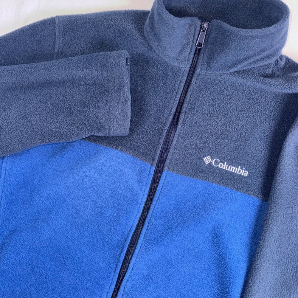 Columbia Fleece Men Large Blue Navy Colorblock Steens Mountian Full Zip Mock